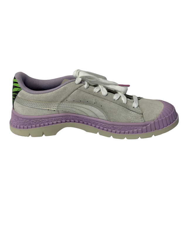 Puma Grey and Purple Suede Platform Trace Sneakers