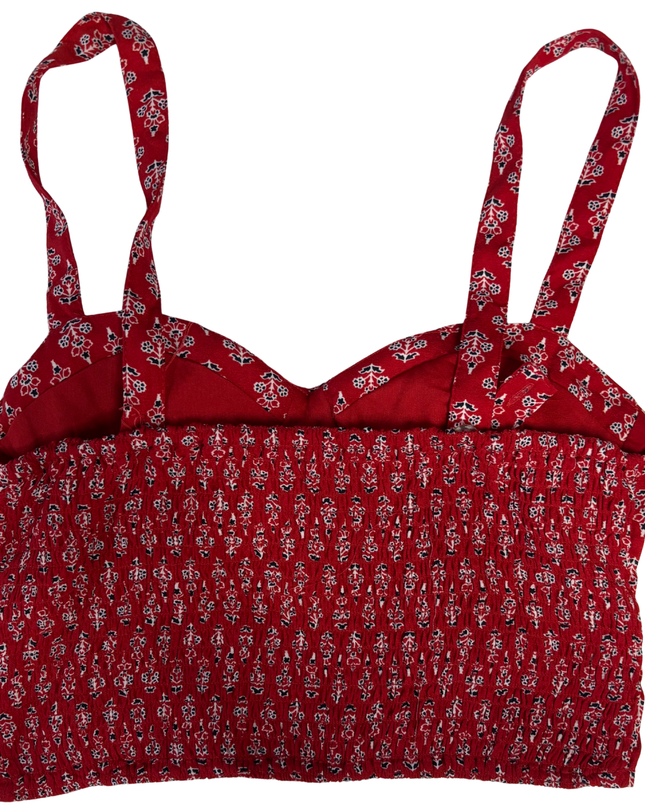 World of Gypsies Red Patterned Bustier Crop Top