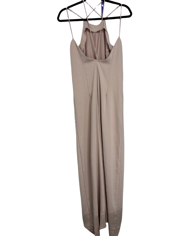 MNG Mauve Strappy Halter Back Wide-Leg Jumpsuit