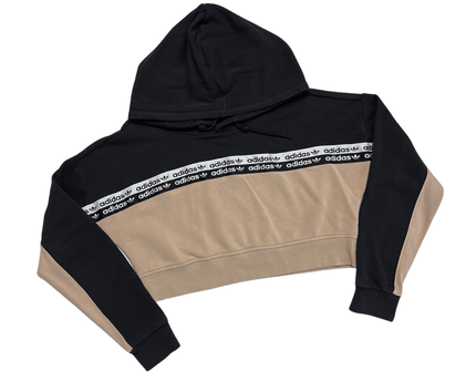 Adidas Black & Beige Cropped Hoodie