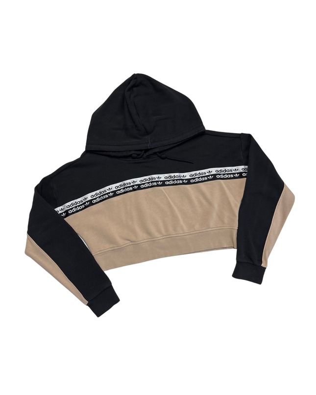 Adidas Black & Beige Cropped Hoodie