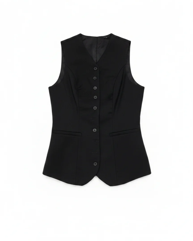 H&M Divided Black Fitted Longline Waistcoat