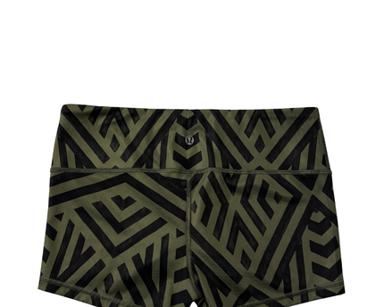 Lululemon Green Geometric Pattern Athletic Yoga Shorts
