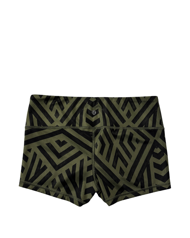 Lululemon Green Geometric Pattern Athletic Yoga Shorts