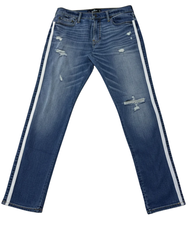 Hollister Blue Skinny Distressed Stripe Jeans