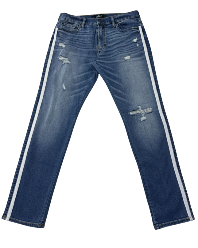 Hollister Blue Skinny Distressed Stripe Jeans