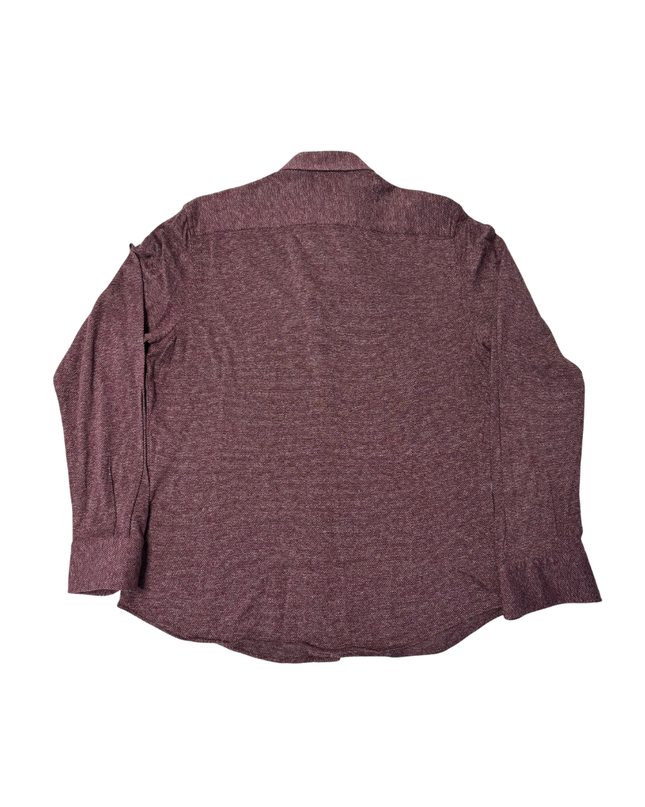 Massimo Dutti Maroon Textured Button-Down Shirt