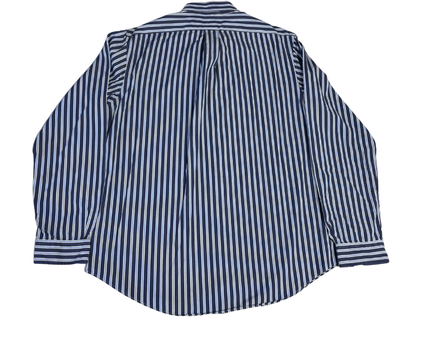 Polo Ralph Lauren Navy Blue Striped Custom Fit Long Sleeve Button-Down Shirt