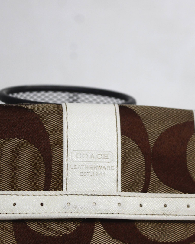Coach Brown/White Signature Canvas Mini Bag Wallet