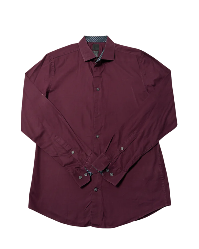 H&M Maroon Slim Fit Long Sleeve Button-Down Shirt