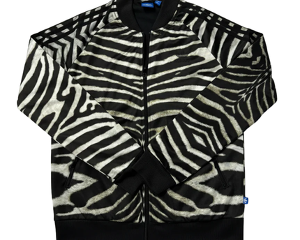 Adidas Black and White Zebra Print Track Jacket