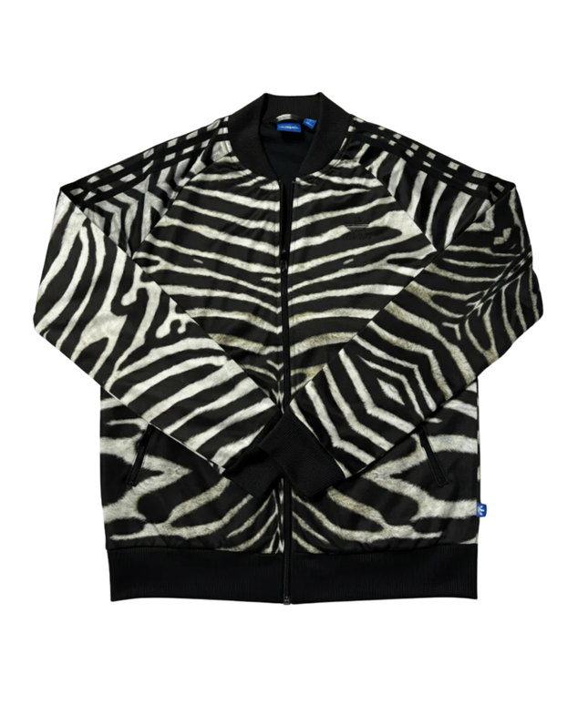 Adidas Black and White Zebra Print Track Jacket