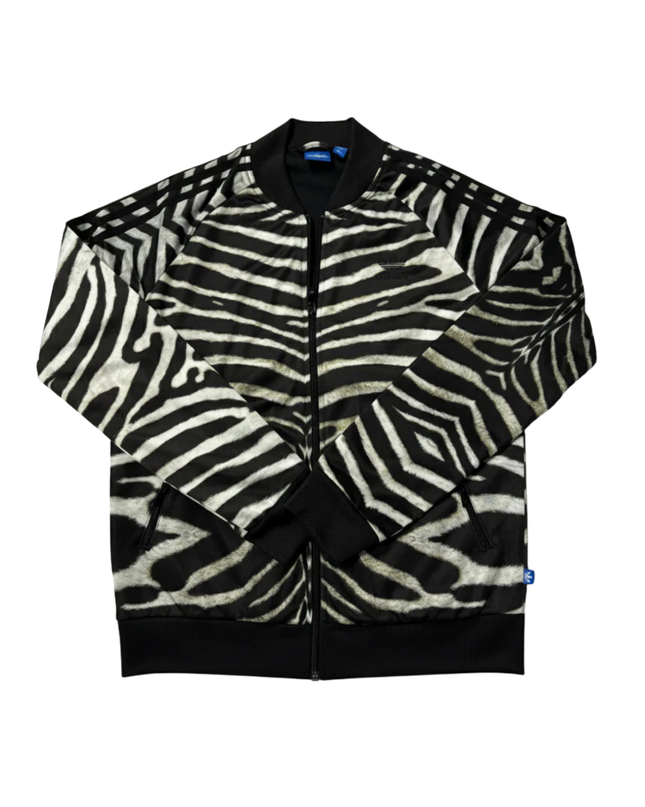 Adidas Black and White Zebra Print Track Jacket
