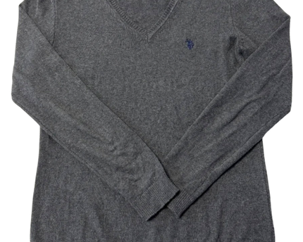 U.S. Polo Assn. Grey V-Neck Cotton Sweater