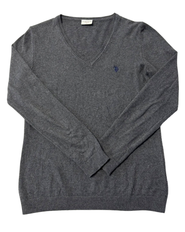 U.S. Polo Assn. Grey V-Neck Cotton Sweater