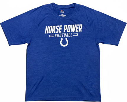 Majestic Blue Horse Power Football Performance T-Shirt