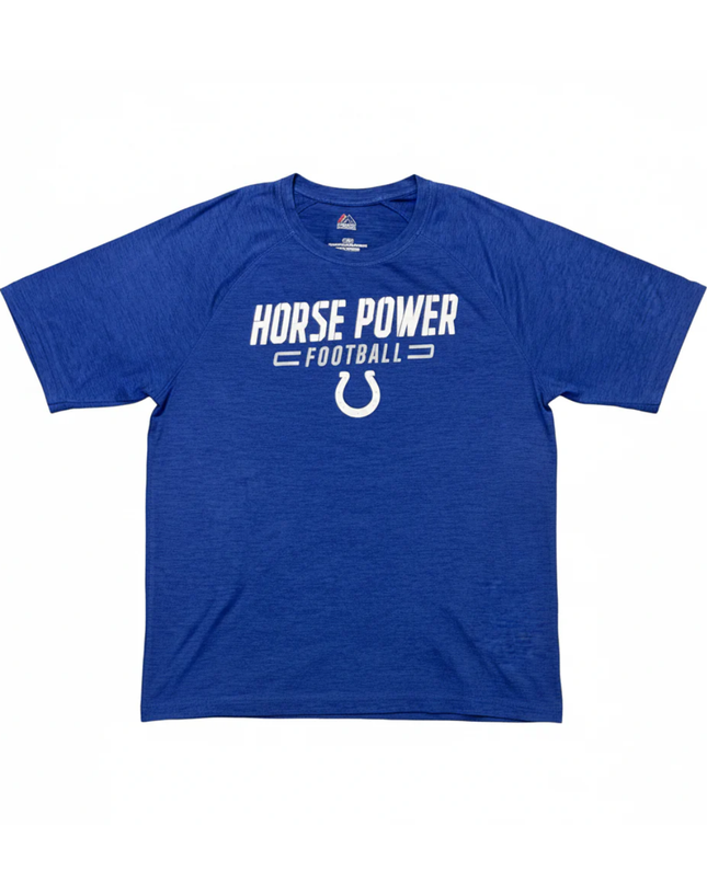 Majestic Blue Horse Power Football Performance T-Shirt