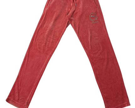 Puma Pink Velour Embroidered Crest Track Pants