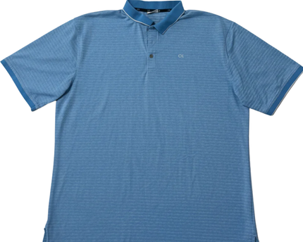 Calvin Klein Golf Blue Micro-Stripe Sports Polo Shirt
