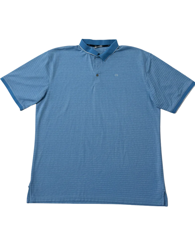 Calvin Klein Golf Blue Micro-Stripe Sports Polo Shirt