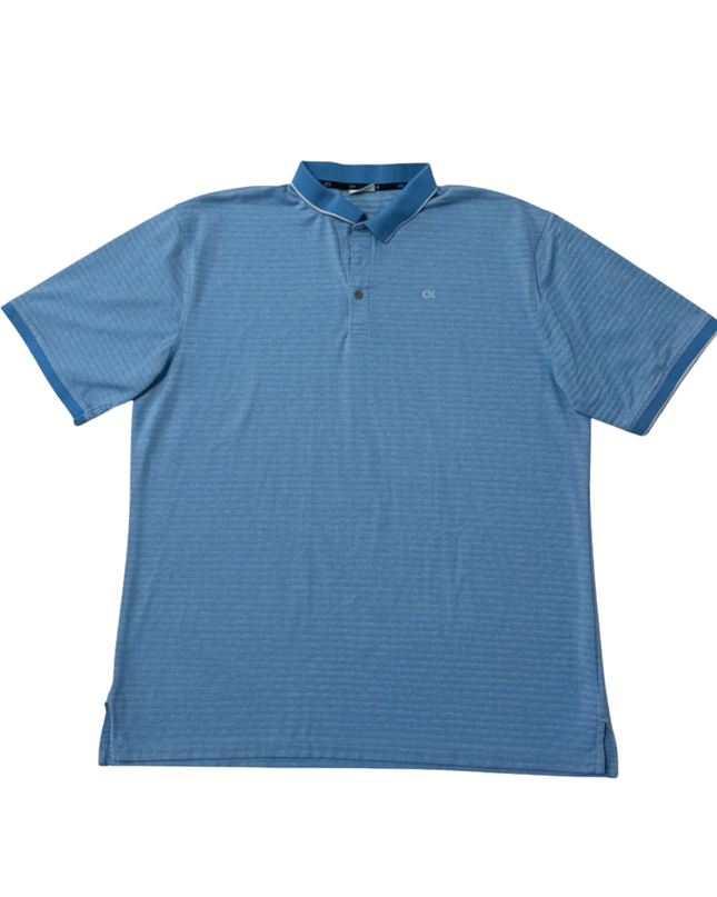 Calvin Klein Golf Blue Micro-Stripe Sports Polo Shirt