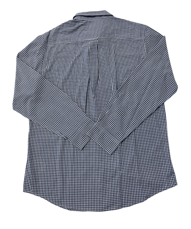 Chaps Navy Blue & White Gingham Button-Down Shirt