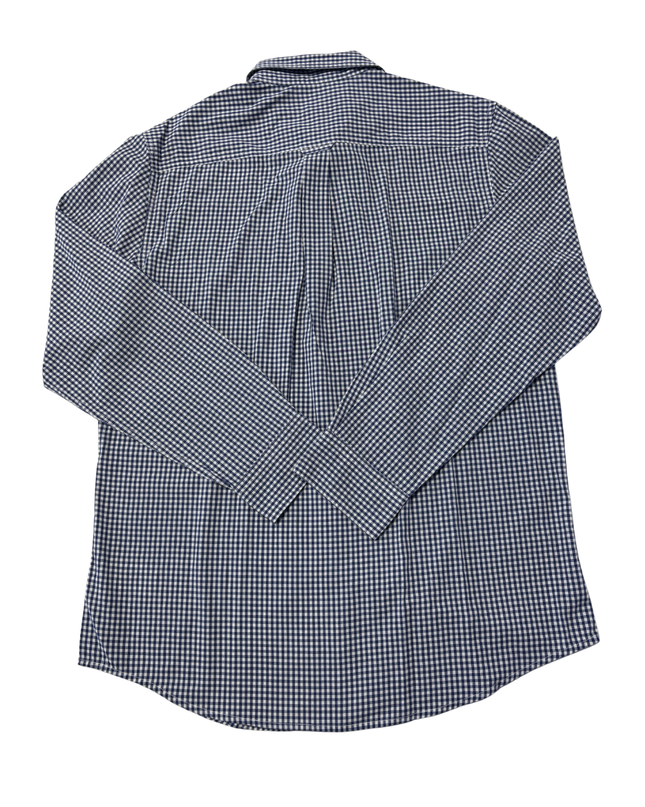 Chaps Navy Blue & White Gingham Button-Down Shirt