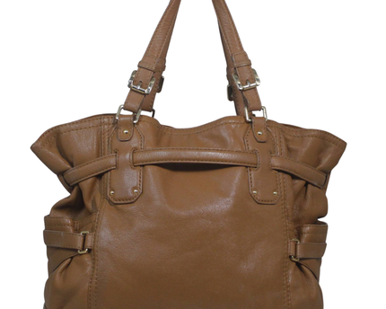 Michael Kors Brown Pebble Leather Buckle Satchel