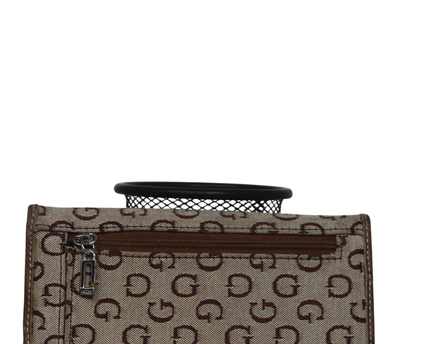 Guess Beige and Brown Monogram Trifold Wallet