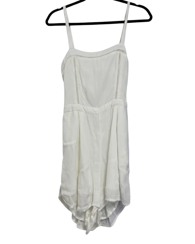 Hollister White Ladder Lace Open Back Tie Romper