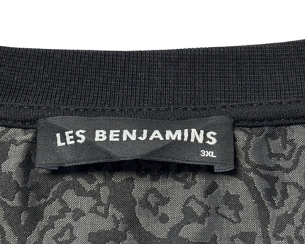 LES BENJAMINS Black Horse Print Asymmetric Panel T-Shirt