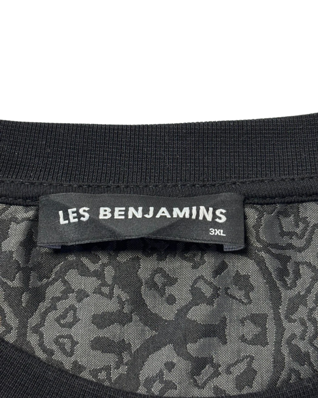 LES BENJAMINS Black Horse Print Asymmetric Panel T-Shirt
