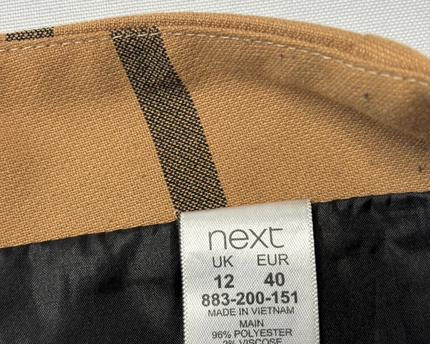 Next Tan/Black Checkered Tailored Mini Skirt