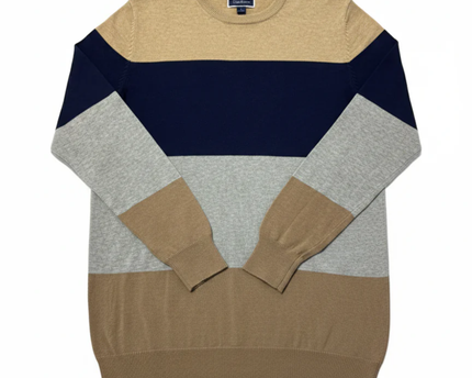 Club Room Tan/Navy/Grey Striped Sweater