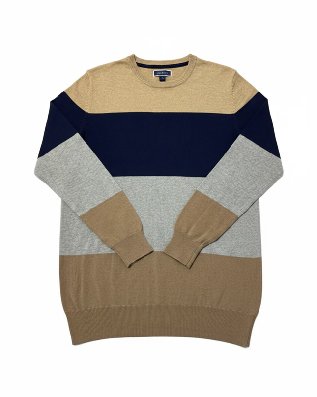 Club Room Tan/Navy/Grey Striped Sweater