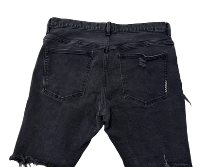 Neuw Washed Black Distressed Denim Shorts