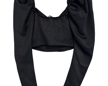 Zara Black Long Sleeve Puff Shoulder Corset Top