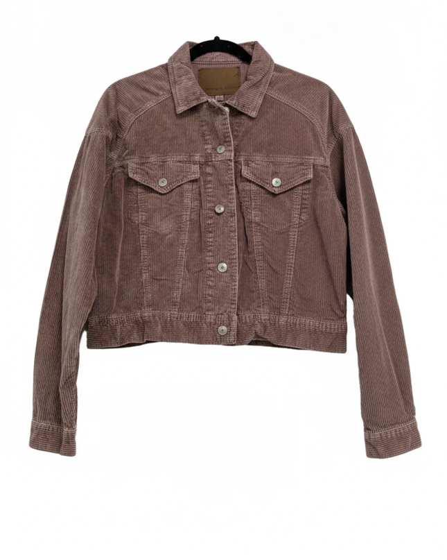 American Eagle Mauve Corduroy Cropped Trucker Jacket