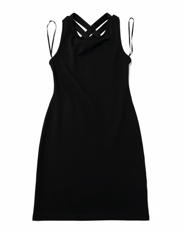 Forever 21 Black Criss-Cross Open Back Bodycon Mini Dress