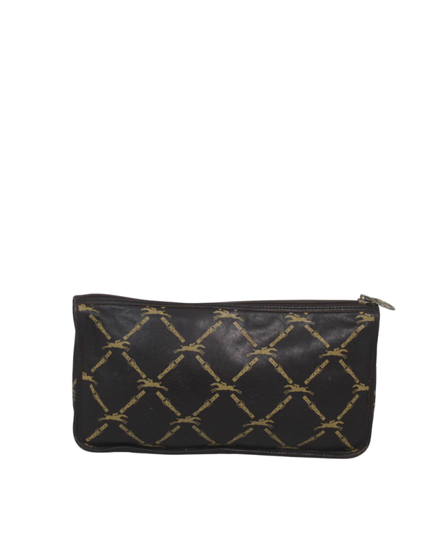 Longchamp Brown Monogram Logo Pouch