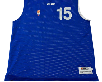 AND1 Blue Reversible Mesh Basketball Jersey Number 15