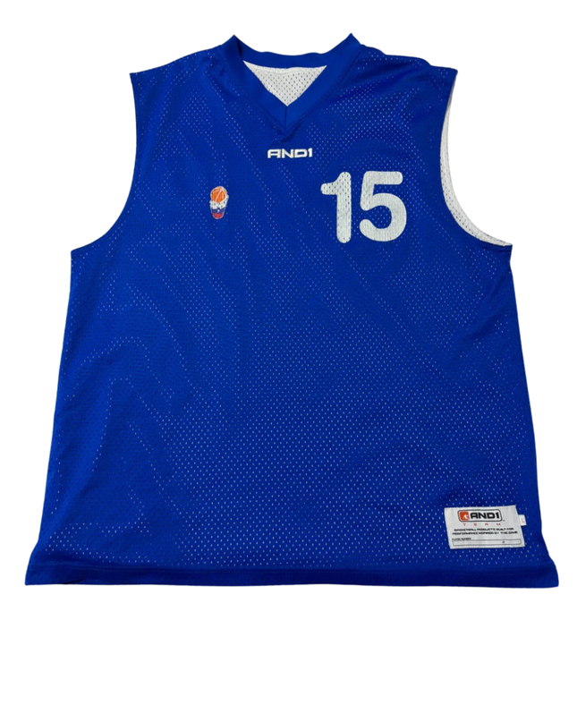 AND1 Blue Reversible Mesh Basketball Jersey Number 15