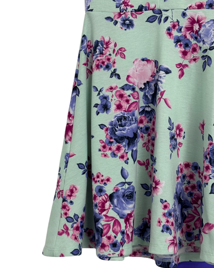 H&M Divided Mint Green Floral Sleeveless Skater Dress