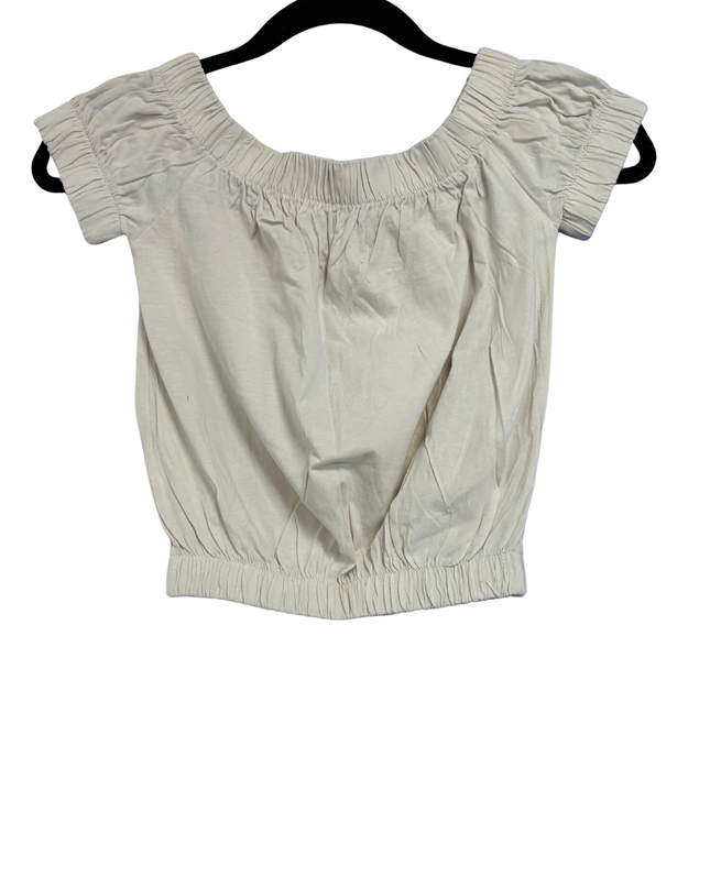 Aeropostale Off White Elasticated Smocked Crop Top