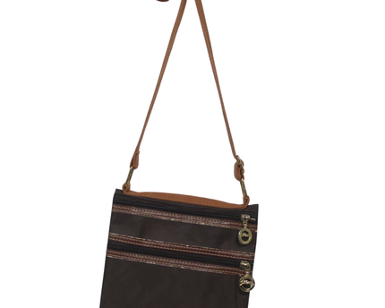 Longchamp Brown Multi-Zip Nylon Crossbody Bag