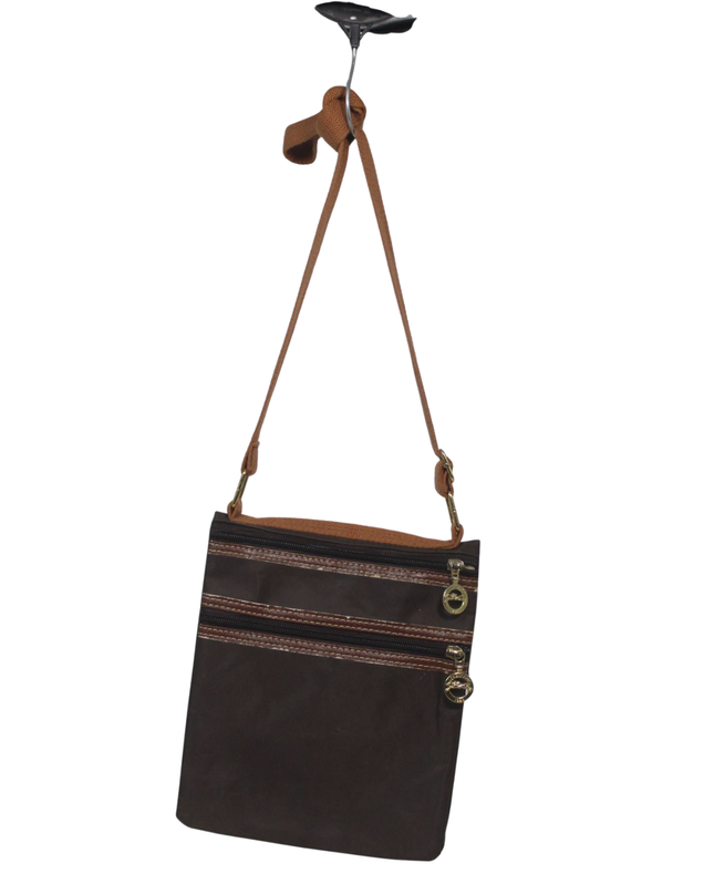 Longchamp Brown Multi-Zip Nylon Crossbody Bag
