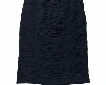 Burberry Navy Blue Ruched Pencil Skirt