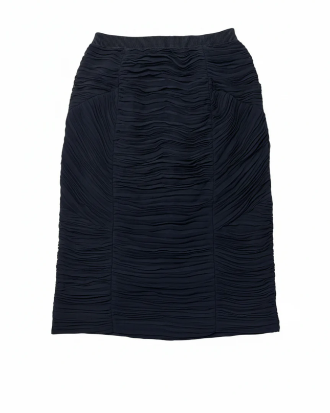 Burberry Navy Blue Ruched Pencil Skirt