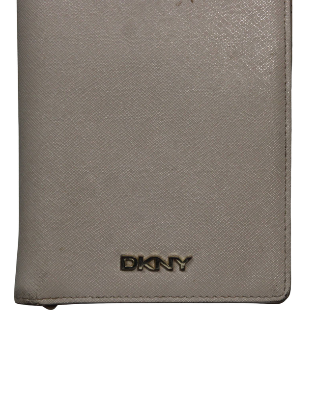 DKNY Beige Saffiano Leather Multi-Zip Wallet