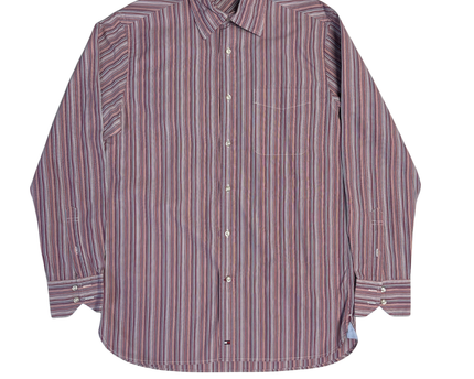 Tommy Hilfiger Burgundy Striped Long Sleeve Shirt